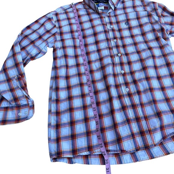 Wrangler George Straight Button Down Shirt Mens Long Sleeve Plaid Large - Picture 7 of 12